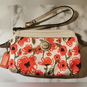 Coach Satin Poppy Wristlet Purse Cardholder